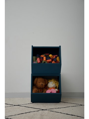 The Wild Hug 2-delige set: opbergkisten donkerblauw - (B)29 x (H)29 x (D)31 cm