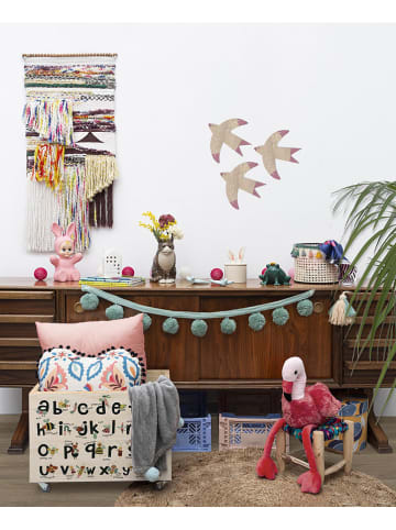 Folkifreckles Wanddekor "Vögel" in Natur/ Rosa - 3 Stück  - (B)10 x (H)10 cm