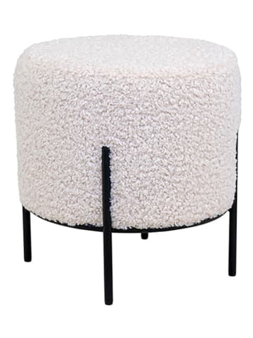 House Nordic Pouf in Weiß/ Schwarz - (H)37 x Ø 35,5 cm