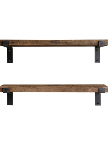 Scandinavia Concept 2er-Set: Wandregale "LAM004" in Walnuss/ Schwarz - (B)60 x (H)16 x (T)14 cm