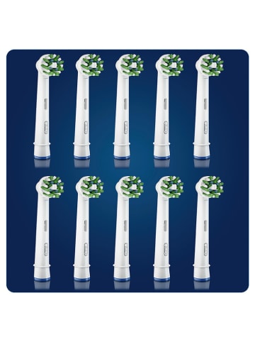 Oral-B 10er-Set: Ersatz-Bürstenköpfe "Cross Action CleanMaximizer" in Weiß/ Grün