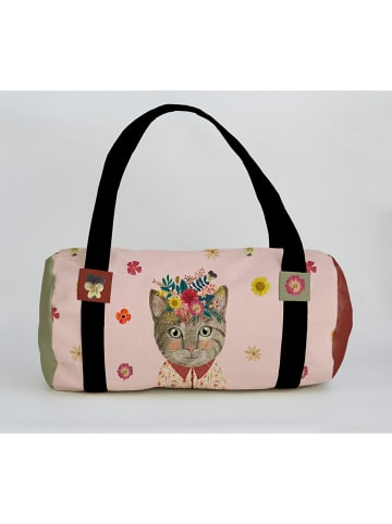 Folkifreckles Reisetasche "Floral Cat" in Rosa - (B)40 x Ø 20 cm
