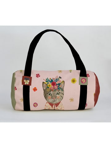 Really Nice Things Tas "Floral Cat" lichtroze - (B)40 x Ø 20 cm