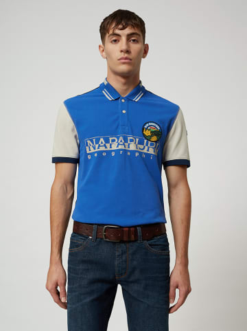 Napapijri Koszulka polo "Eishop" w kolorze szaro-niebieskim