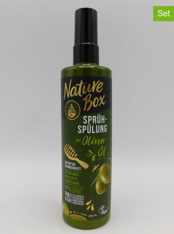 NATURE BOX 3-delige set: sproeibare haarspoeling "Olijfolie", elk 200 ml