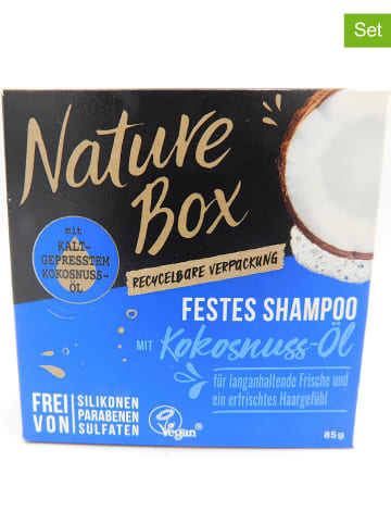 NATURE BOX 3-delige set: vaste shampoo "Kokosnootolie", elk 85 g