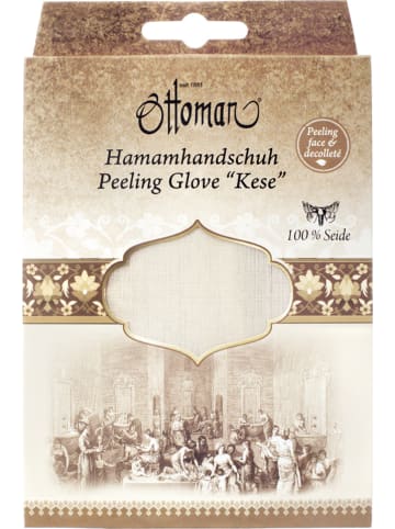 Ottoman Hamamhandschuh "Kokonseide" in Creme - (L)18 x (B)12 cm