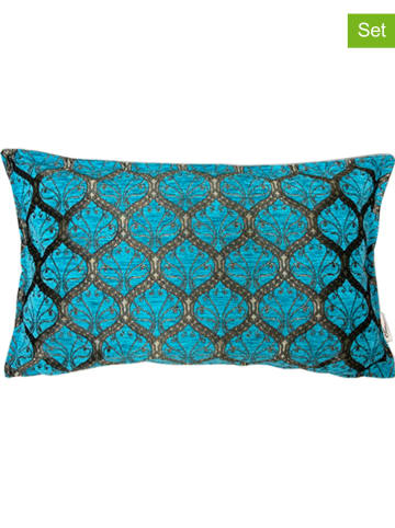 Ottoman 2-delige set: kussenhoezen "Idris" turquoise - (L)60 x (B)40 cm