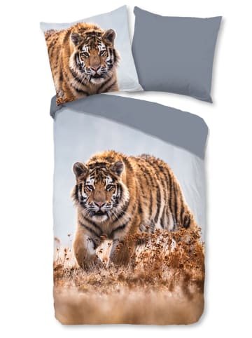 Good Morning Dwustronny komplet pościeli "Tiger" w kolorze jasnobrązowo-szarym