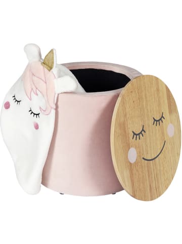 The Home Deco Kids Hocker w kolorze jasnoróżowym ze schowkiem - wys. 27,5 x Ø 30 cm