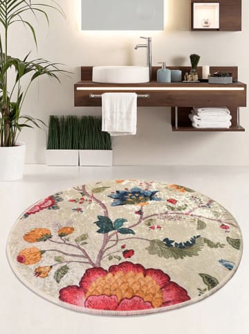Colorful Cotton Dywanik łazienkowy "Arya" w kolorze beżowym ze wzorem