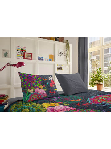 Hip Satin-Bettwäsche-Set "Abbra" in Anthrazit/ Bunt