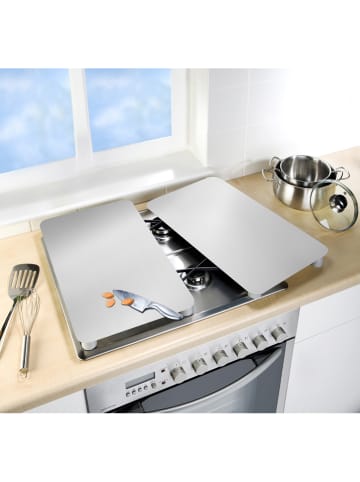 Wenko 2er-Set: Herdabdeckplatten in Silber - (L)30 x (B)52 cm