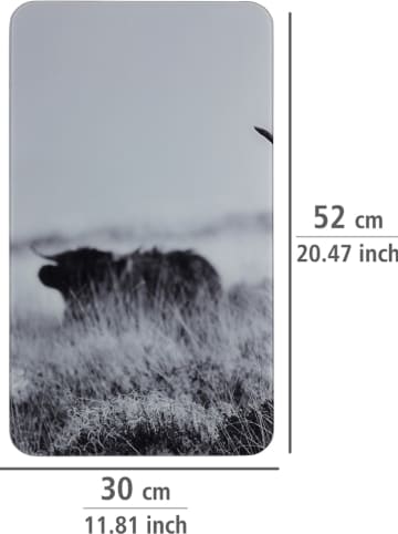 Wenko Płyty (2 szt.) "Highland Cattle" w kolorze szarym na kuchenkę  - 30 x 52 cm