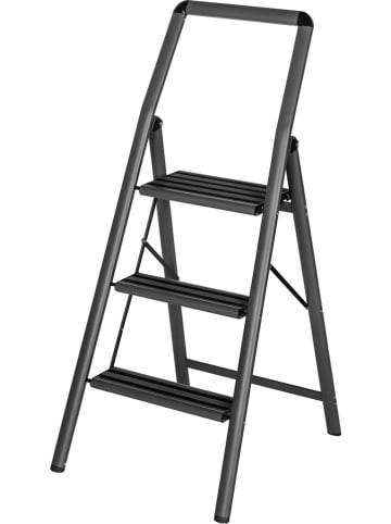 Wenko 3-stufige Klapptrittleiter in Anthrazit - (B)48 x (H)106,5 x (T)57 cm