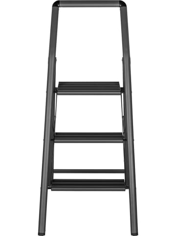 Wenko 3-stufige Klapptrittleiter in Anthrazit - (B)48 x (H)106,5 x (T)57 cm