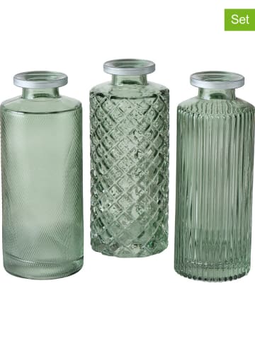 Boltze 3-delige set: vazen "Adore" groen - (H)13 x Ø 5 cm
