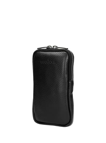 Wojas Skórzana torebka w kolorze czarnym na telefon - 9,5 x 16 x 1,5 cm