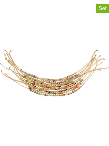 SUNNYSUE 10-delige set: vlechtarmbanden "Multicolor" naturel