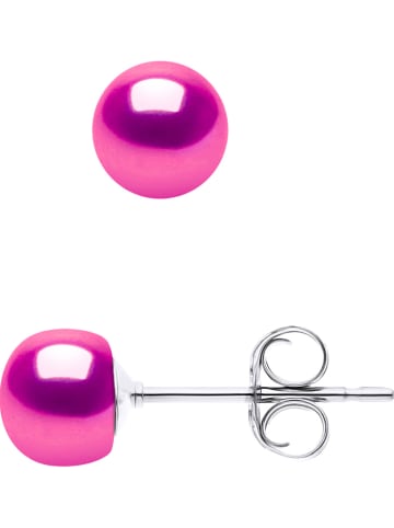 Pearline Kolczyki-wkrętki z perłami w kolorze fuksji