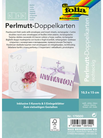 folia PAPER Zestaw "Pearlescent fold cards" w kolorze białym do rękodzieła