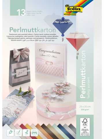 folia PAPER Parelmoer kartonpapier - 13 vellen - (L)35 x (B)25 cm