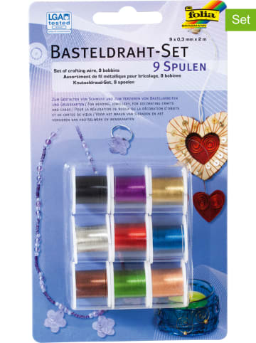 folia PAPER 9er-Set: Basteldraht in Bunt, je 2 m