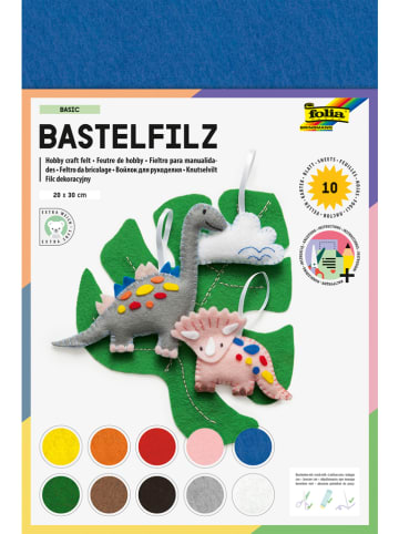 folia PAPER Bastelfilz "Basic" in Bunt - 10 Blatt - (L)30 x (B)20 cm