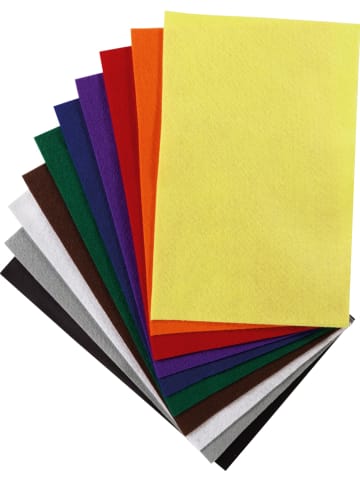 folia PAPER Bastelfilz "Basic" in Bunt - 10 Blatt - (L)30 x (B)20 cm