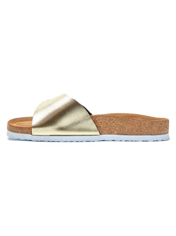 Comfortfusse  Leren slippers goudkleurig