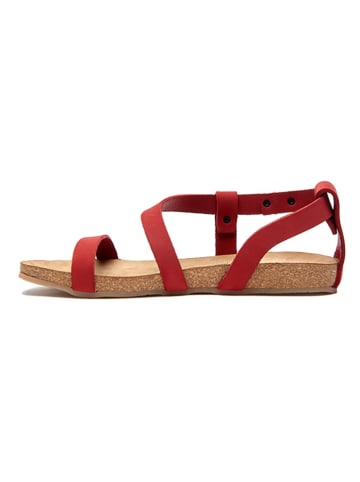 Comfortfusse Leder-Sandalen in Rot