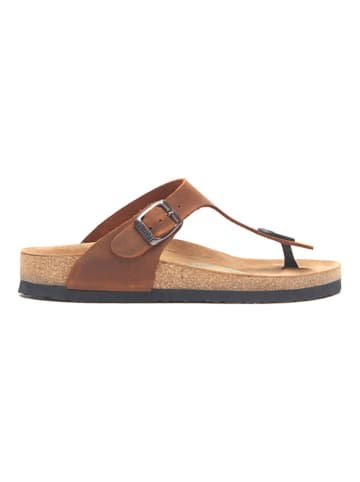 Comfortfusse Leder-Zehentrenner in Braun