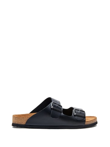 Comfortfusse Leder-Pantoletten in Schwarz