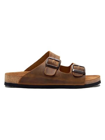 Comfortfusse Leren slippers lichtbruin