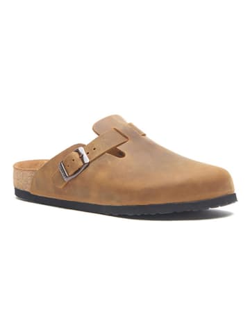 Comfortfusse Leren clogs lichtbruin