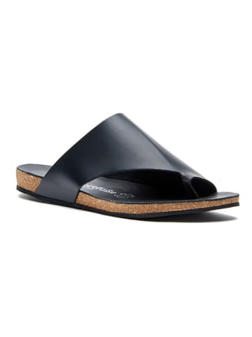 Comfortfusse Leren teenslippers zwart