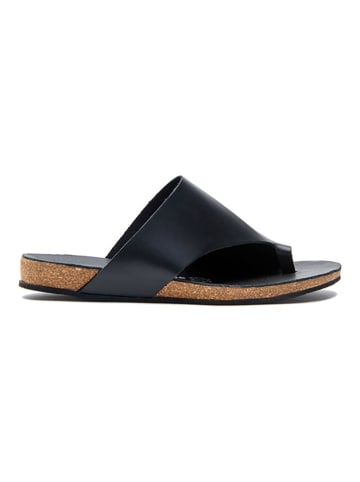 Comfortfusse Leren teenslippers zwart