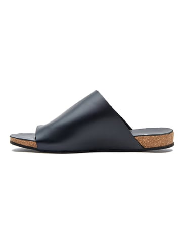 Comfortfusse Leren teenslippers zwart