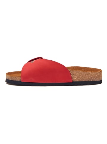 Comfortfusse Leren slippers rood