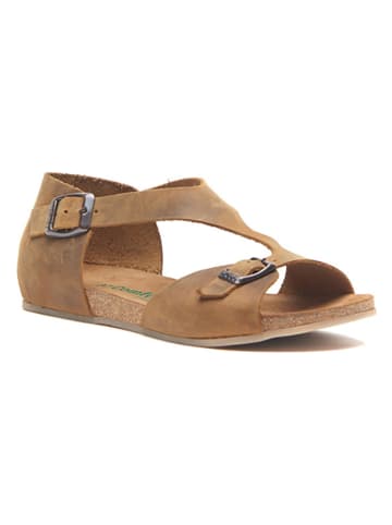 Comfortfusse Leder-Sandalen in Hellbraun