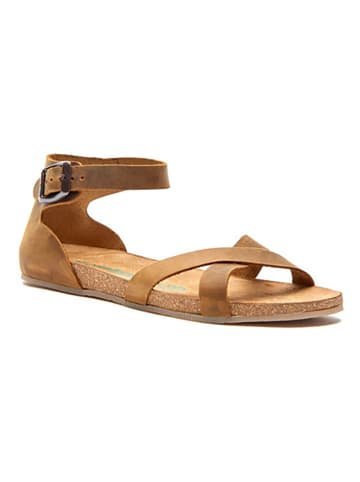 Comfortfusse Leder-Sandalen in Hellbraun