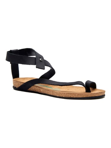 Comfortfusse Leren teensandalen zwart