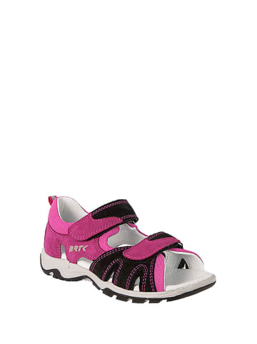 Bartek Skórzane sandały w kolorze różowo-czarnym