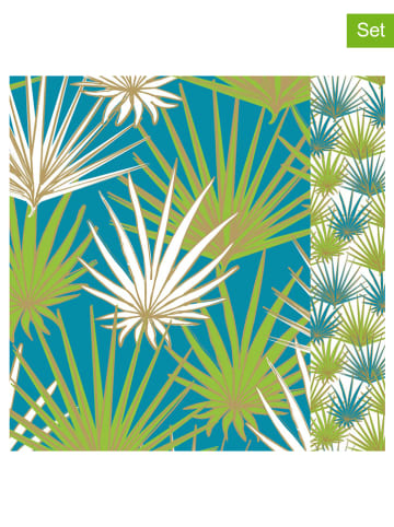 ppd 2-delige set: servetten "Palms" groen/blauw - 2x 20 stuks