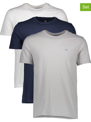 GAP 3er-Set: Shirts in Weiß/ Dunkelblau/ Grau