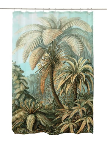 Madre Selva Duschvorhang "Vintage Palm" in Grün - (L)180 x (B)175 cm