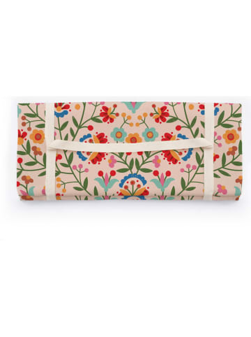 Folkifreckles Picknickdecke "Mexican Flowers" in Beige/ Rot - (L)170 x (B)140 cm