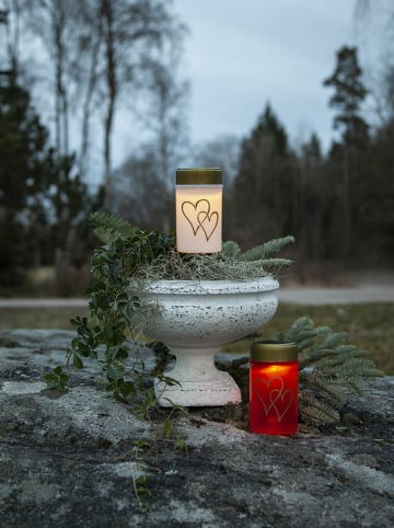 STAR Trading LED-Solar-Grablicht "Hearty" in Rot - (B)12 x (H)7 cm