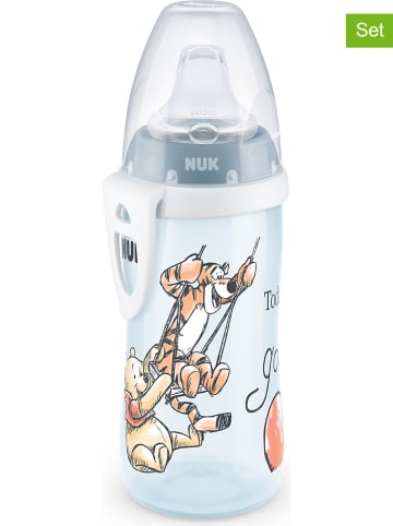 NUK 2er-Set: Trinklernflaschen "Winnie Active Cup" in Hellblau - 300 ml