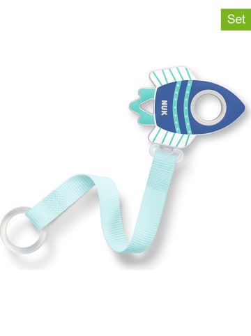 NUK 2-delige set: speenkettingen blauw/turquoise